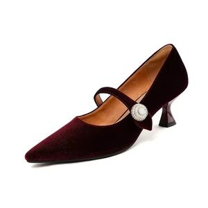 Elegant Burgundy Mary Jane Heels
